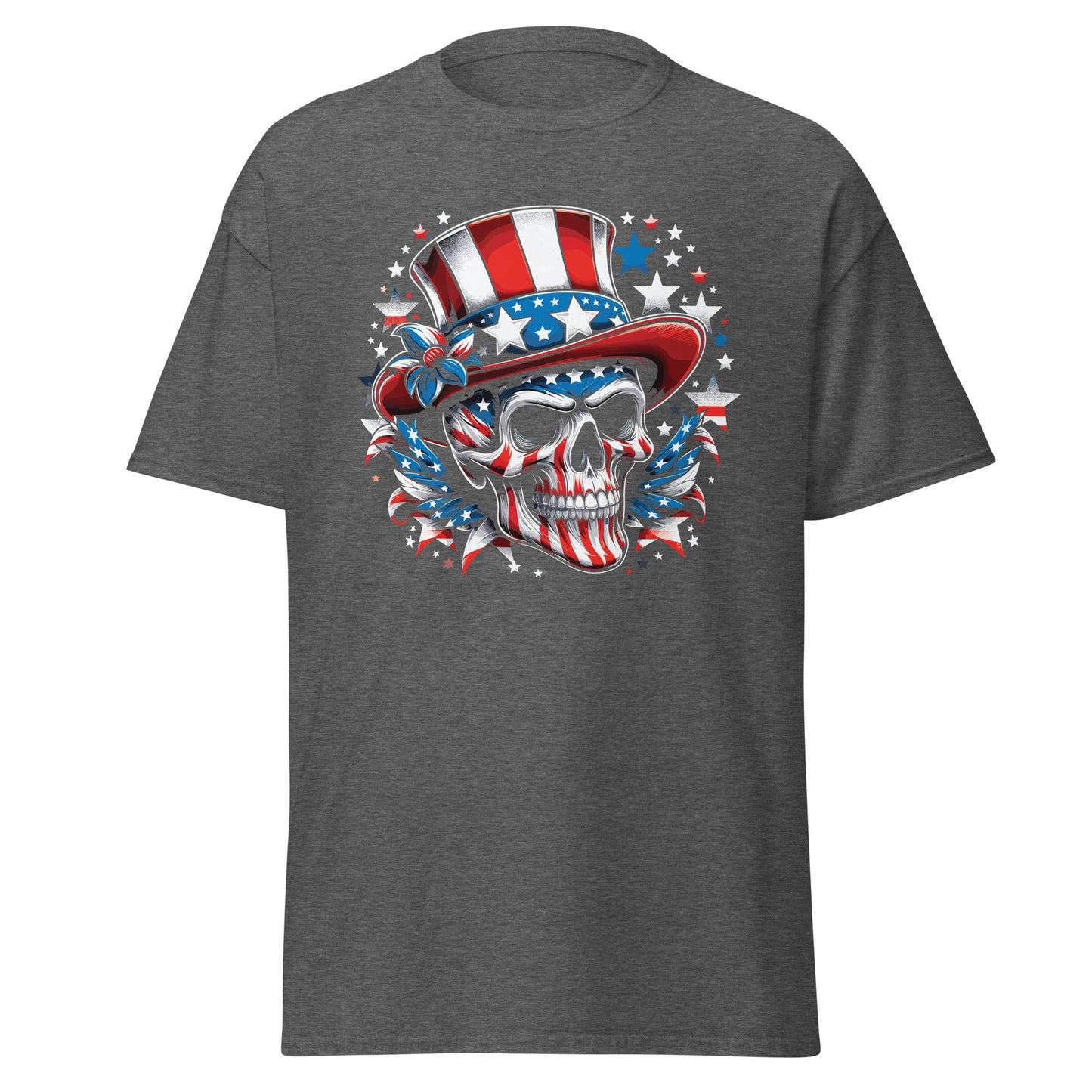 4th July Skull | Skull T-Shirt - Dark Heather - T-Shirts Online