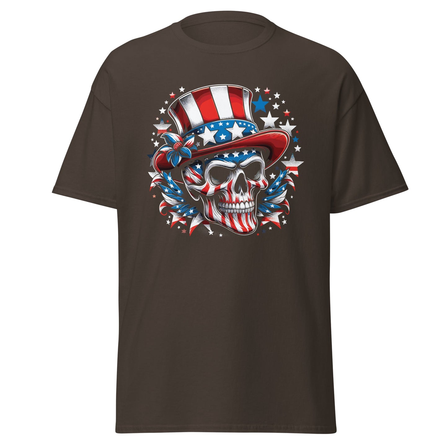 4th July Skull | Skull T-Shirt - Dark Chocolate - T-Shirts Online