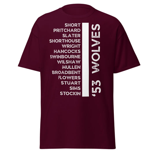 '53 Wolves Legends T-Shirt - 1953 - 54 Championship Squad Tee - Maroon - T-Shirts Online