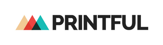 Printful logo with colorful triangle icons on a white background