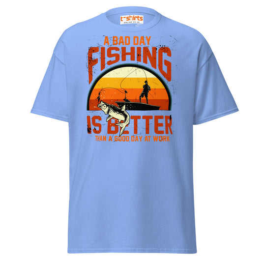 A Bad Day Fishing T-Shirt | Funny Fisherman Tee - Carolina Blue - T-Shirts Online