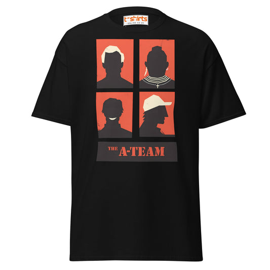 A - Team Silhouette T-Shirt – Retro Minimalist Design Tee - Black - T-Shirts Online