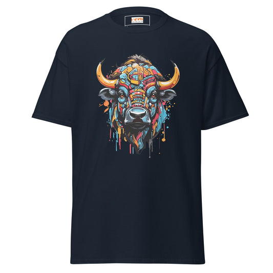 Abstract Cow | Highland Cow T-Shirt - Navy - T-Shirts Online