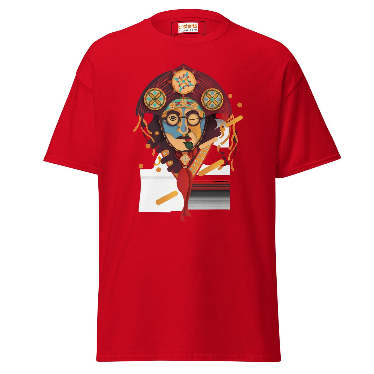 Abstract Face | Unusual T-Shirt - Red - T-Shirts Online