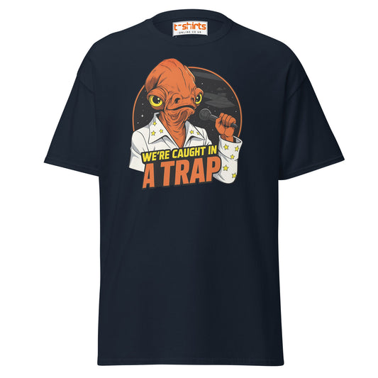 Admiral Ackbar Elvis “Caught in a Trap” Funny Tee - Navy - T-Shirts Online