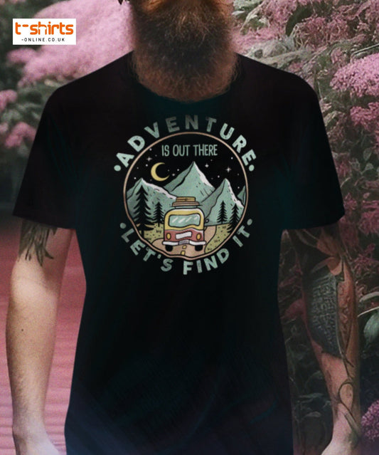 Adventure Is Out There T-Shirt | Retro Travel Tee - Maroon - T-Shirts Online