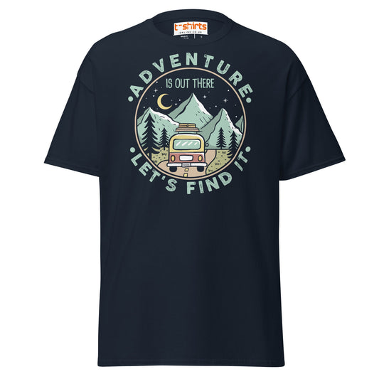Adventure Is Out There T-Shirt | Retro Travel Tee - Navy - T-Shirts Online