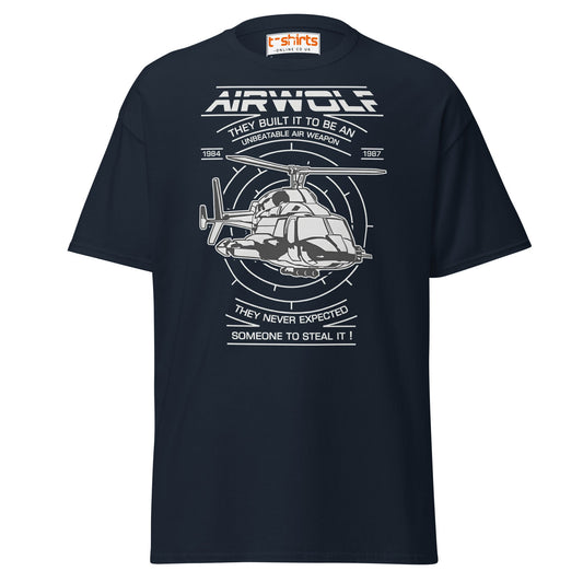 Airwolf T-Shirt | Retro 80s Helicopter Action Tee - Navy - T-Shirts Online
