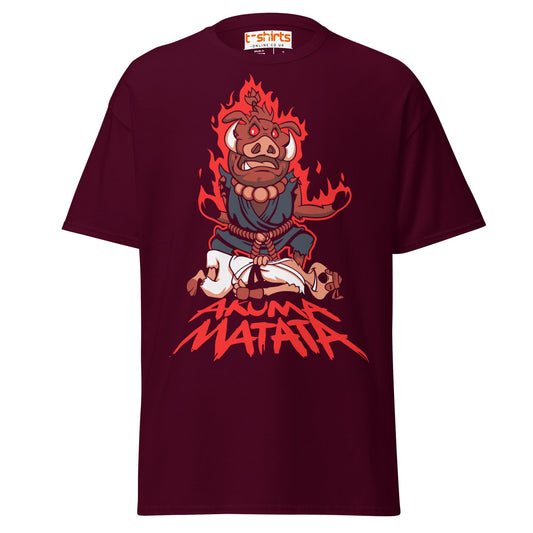 Akuma Matata T-Shirt – Funny Street Fighter Parody Tee - Maroon - T-Shirts Online