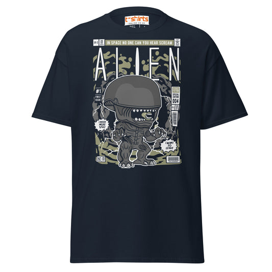 Alien Funko Style Sci - Fi T-Shirt - Navy - T-Shirts Online