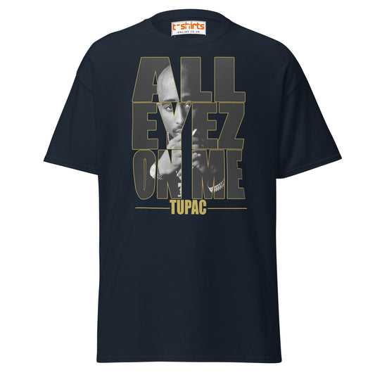 All Eyez On Me T-Shirt | Hip Hop Style Graphic Tee - Navy - T-Shirts Online