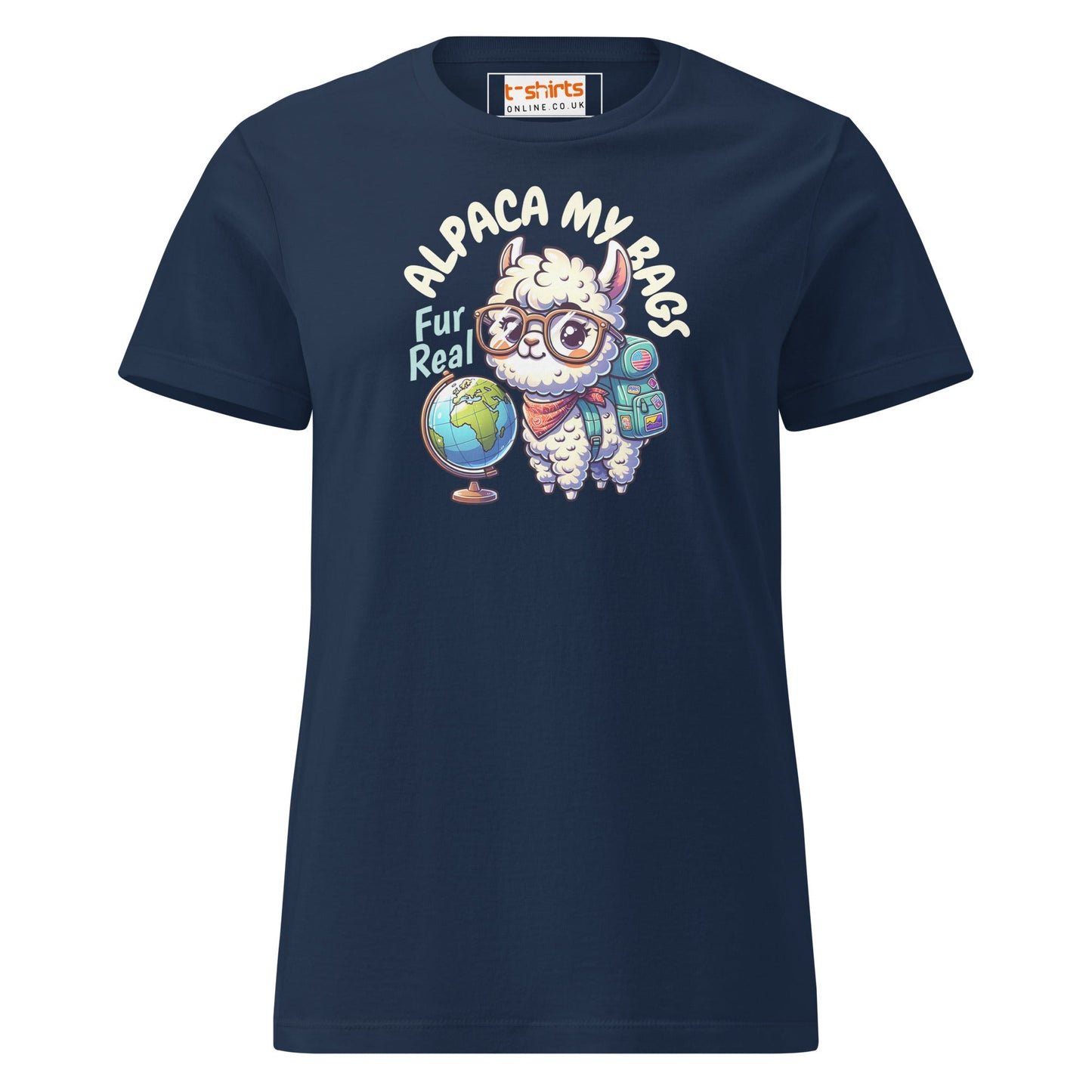 Alpaca My Bags T-Shirt | Women's Soft Semi - Fitted Tee - Navy - T-Shirts Online