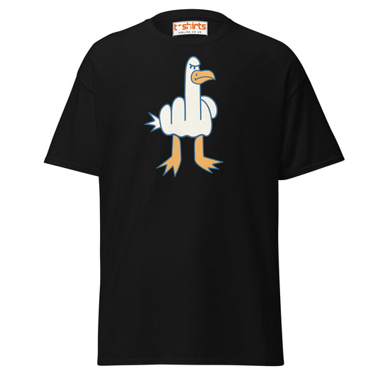 Angry Goose Middle Finger T-Shirt – Funny Cartoon Tee - Black - T-Shirts Online