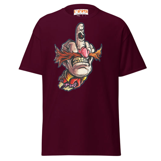 Angry Hand Middle Finger T-Shirt | Bold Attitude Tee - Maroon - T-Shirts Online