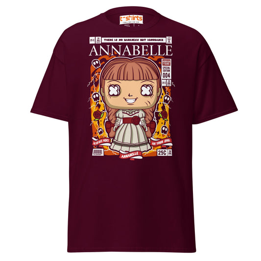 Annabelle Funko Style Horror T-Shirt - Maroon - T-Shirts Online