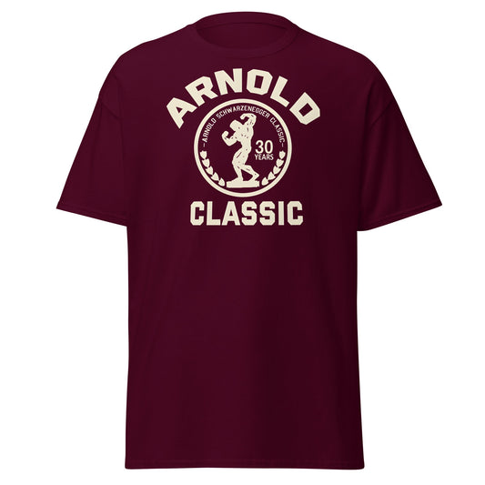 Arnold Classic 30 Years Bodybuilding T-Shirt | Vintage Gym Tee - Maroon - T-Shirts Online