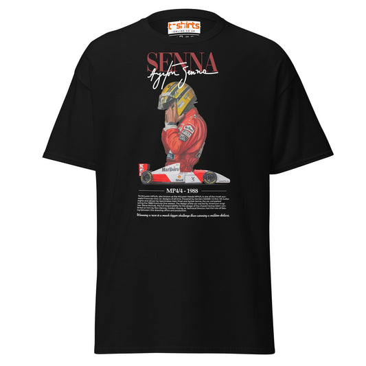 Ayrton Senna T-Shirt | MP4/4 1988 F1 Tribute Tee - Black - T-Shirts Online