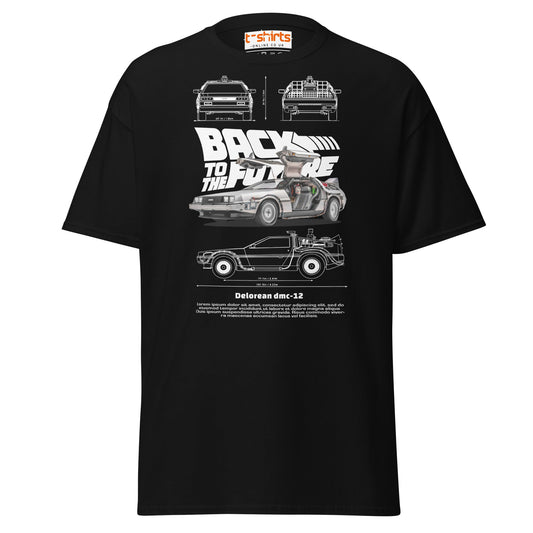 Back to the Future Delorean T-Shirt | Retro Car Tee - Black - T-Shirts Online