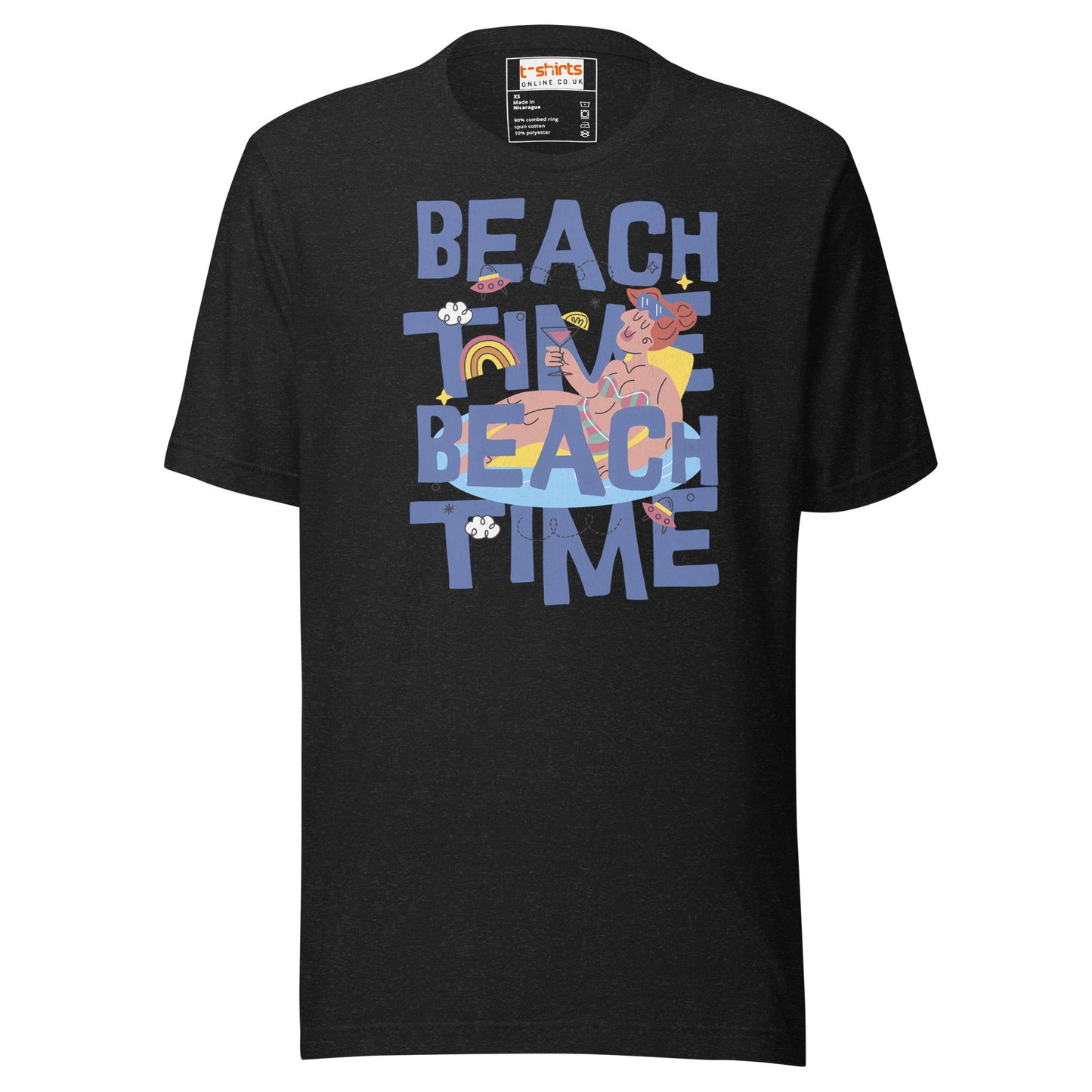Beach Time T-Shirt | Summer Fun Tee - Black Heather - T-Shirts Online