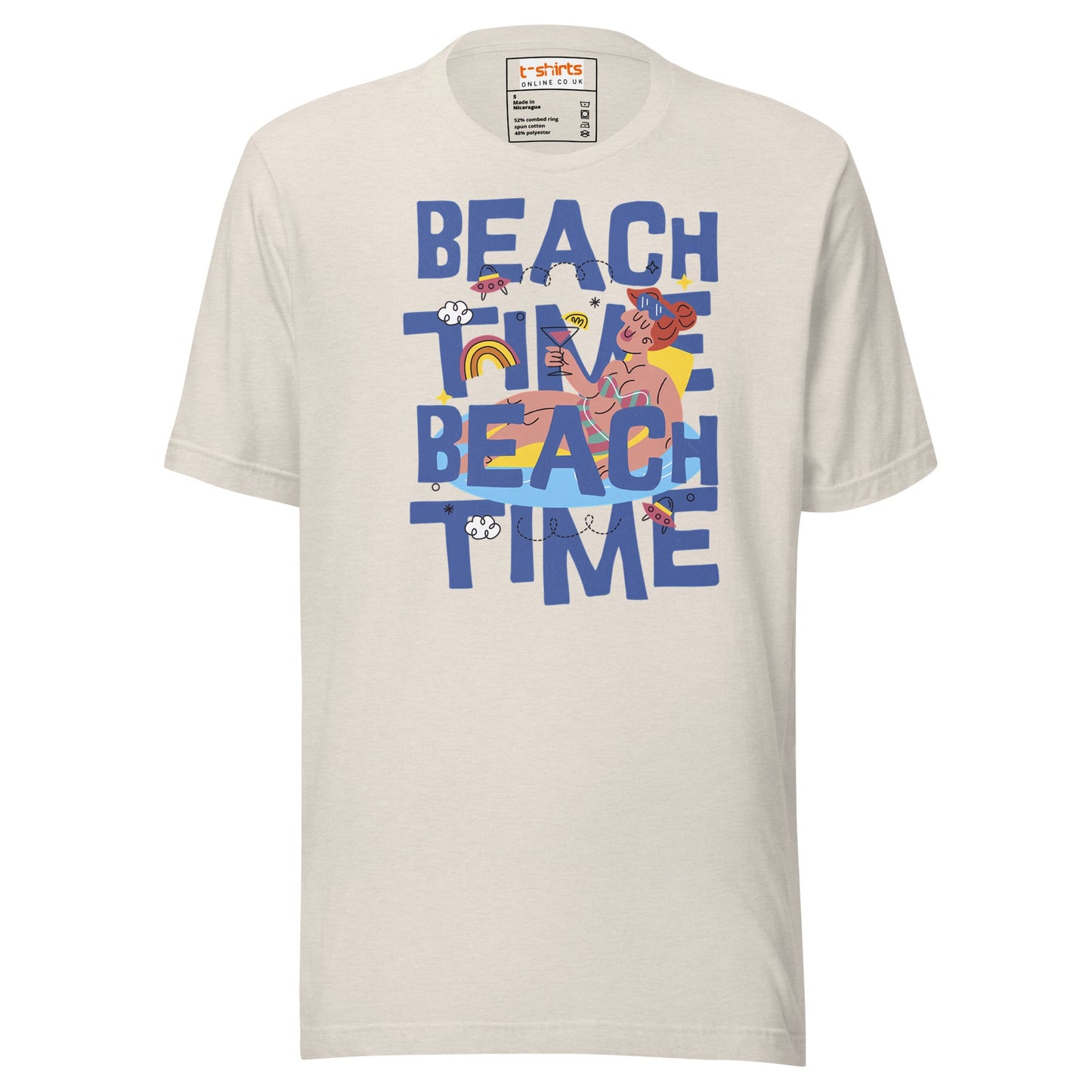 Beach Time T-Shirt | Summer Fun Tee - Heather Dust - T-Shirts Online