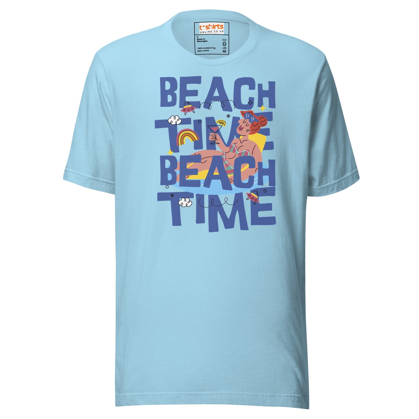 Beach Time T-Shirt | Summer Fun Tee - Ocean Blue - T-Shirts Online