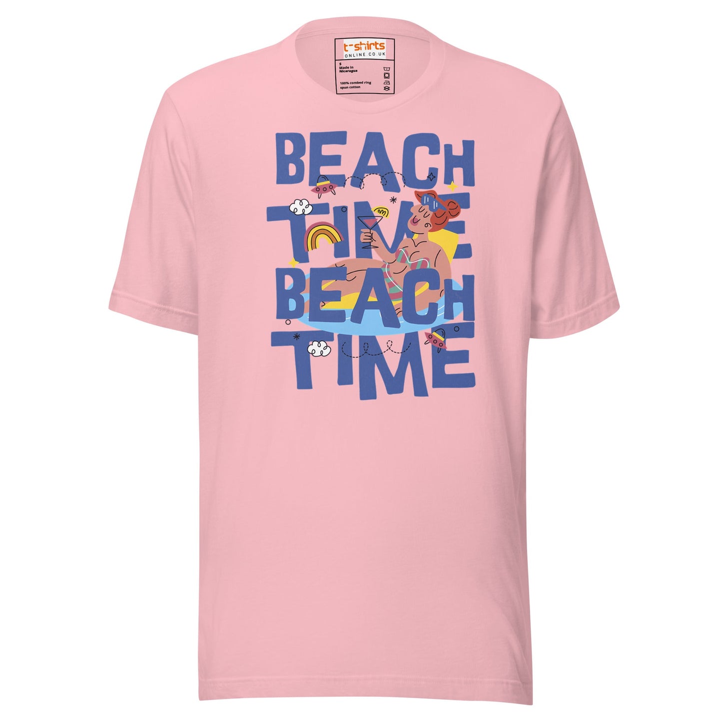 Beach Time T-Shirt | Summer Fun Tee - Pink - T-Shirts Online