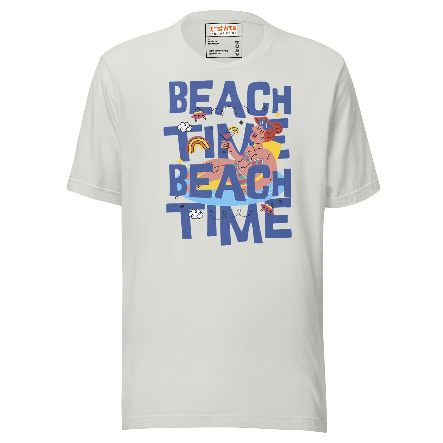 Beach Time T-Shirt | Summer Fun Tee - Silver - T-Shirts Online