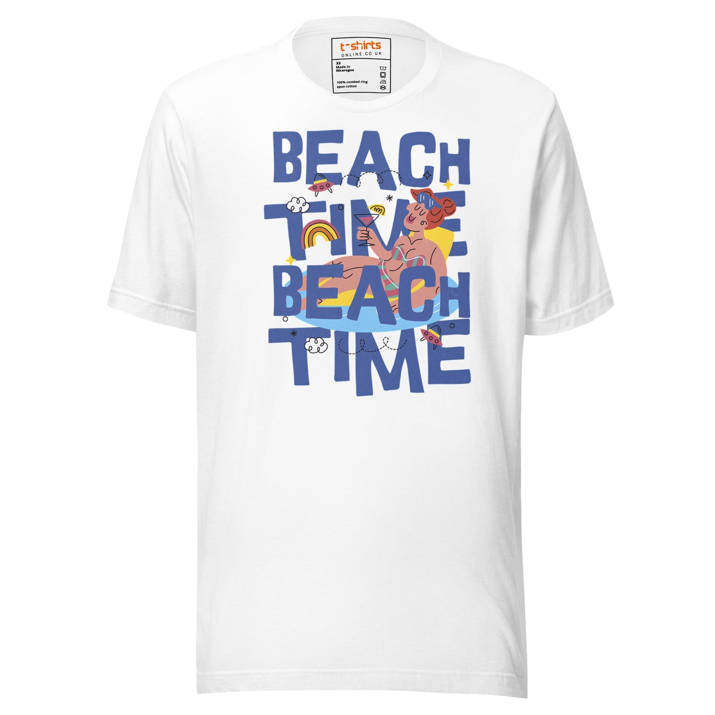 Beach Time T-Shirt | Summer Fun Tee - White - T-Shirts Online