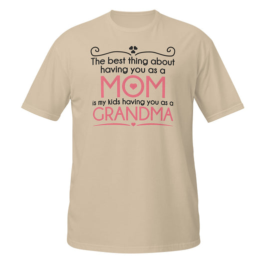 Best Thing About Mom Grandma T-Shirt | Sweet Gift Tee - Sand - T-Shirts Online