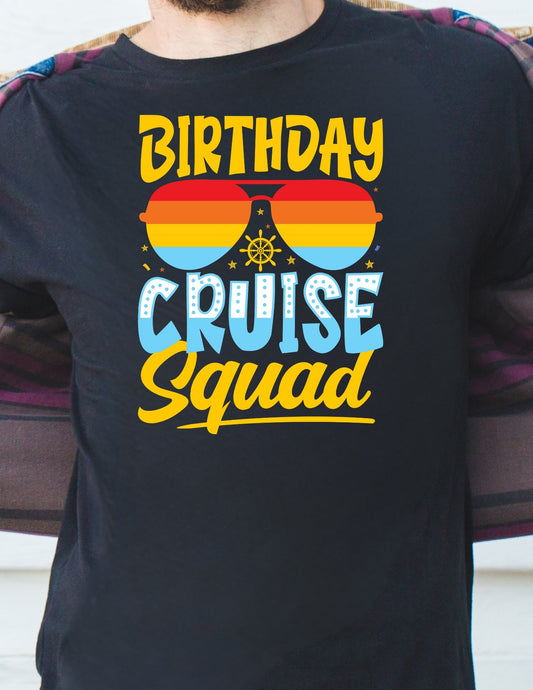 Birthday Cruise Squad T-Shirt - Black - T-Shirts Online