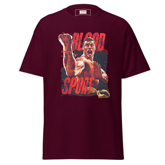 Blood Sport | Movie Art T-Shirt - Maroon - T-Shirts Online
