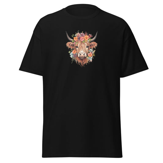 Boho Highland Cow | Highland Cow T-Shirt - Black - T-Shirts Online