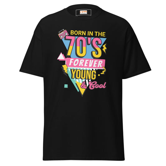 Born in the 70's T-Shirt | Graphic Bold Tee - Black - T-Shirts Online