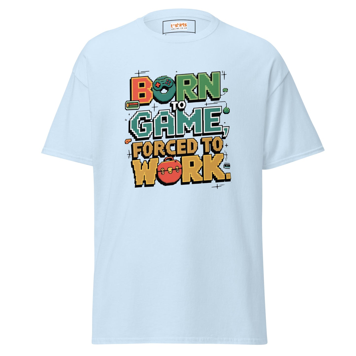 Born to Game | Retro T-Shirt - Light Blue - T-Shirts Online