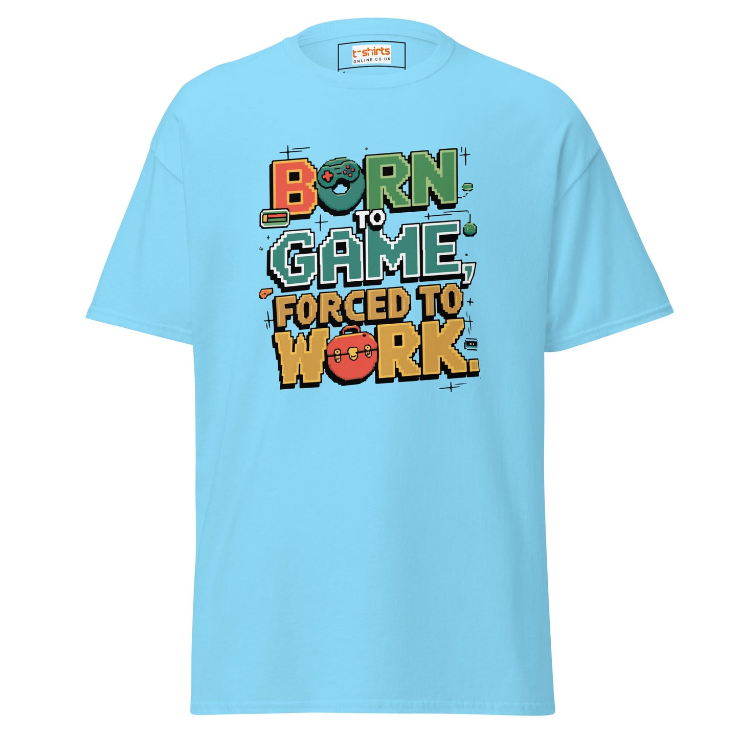 Born to Game | Retro T-Shirt - Sky - T-Shirts Online