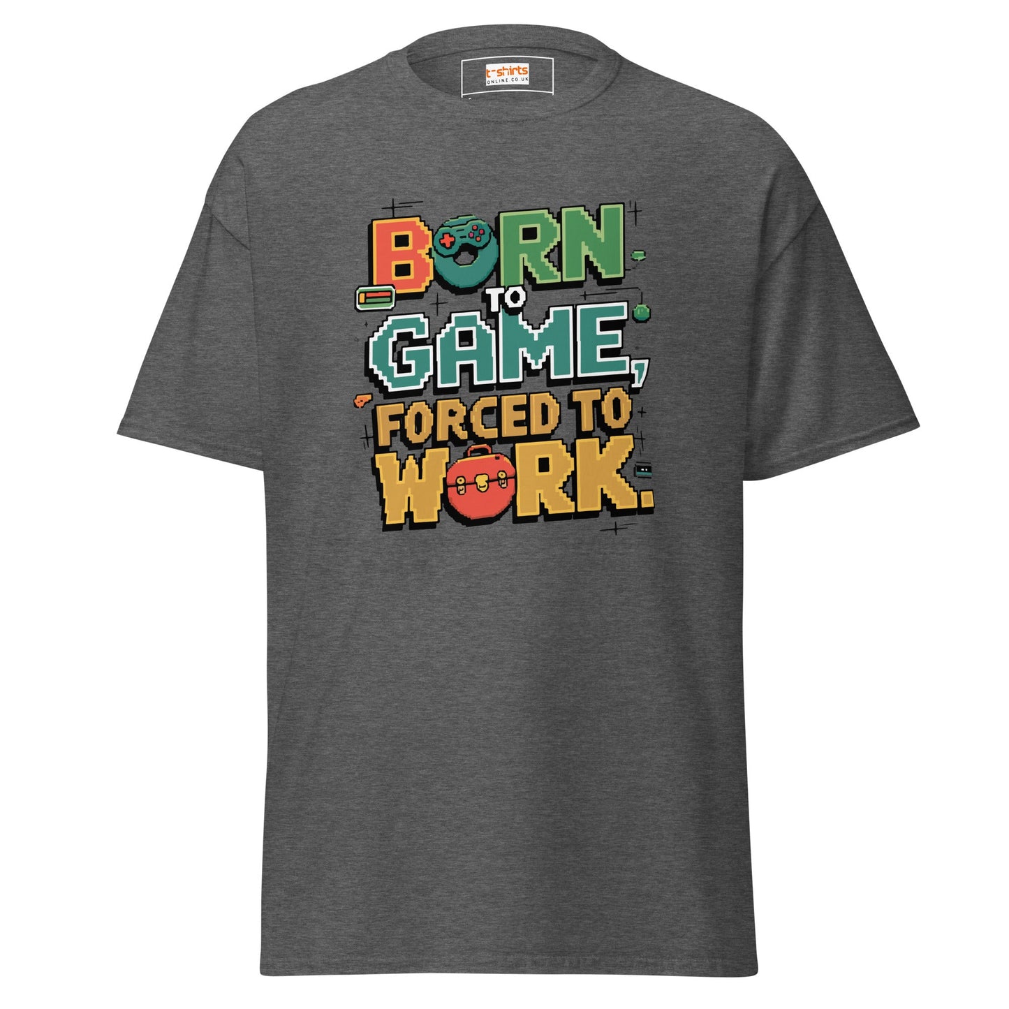 Born to Game | Retro T-Shirt - Dark Heather - T-Shirts Online