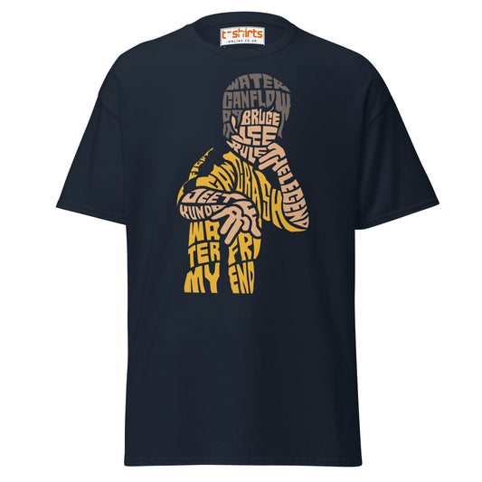 Bruce Lee Typography Art T-Shirt - Navy - T-Shirts Online