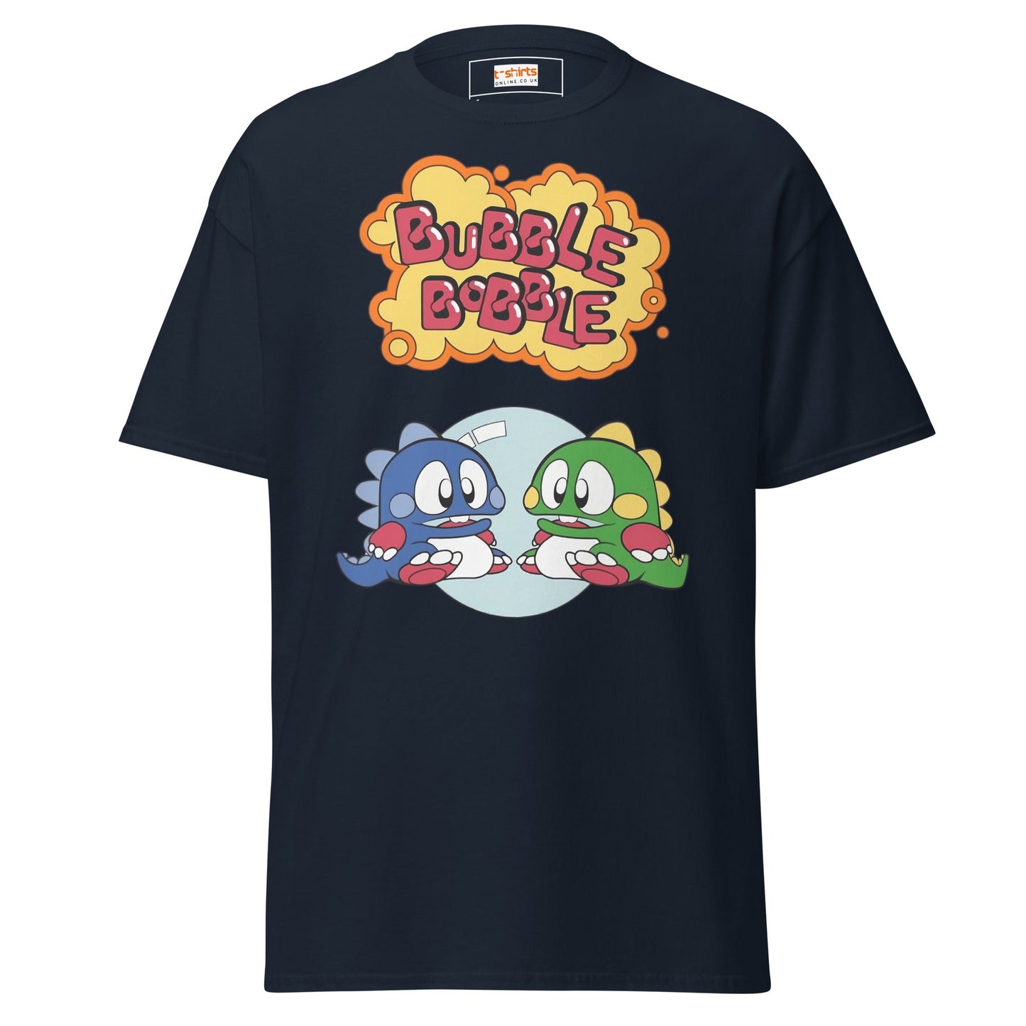 Bubble Bobble Retro Gaming T-Shirt | Dino T-Shirt - Navy - T-Shirts Online
