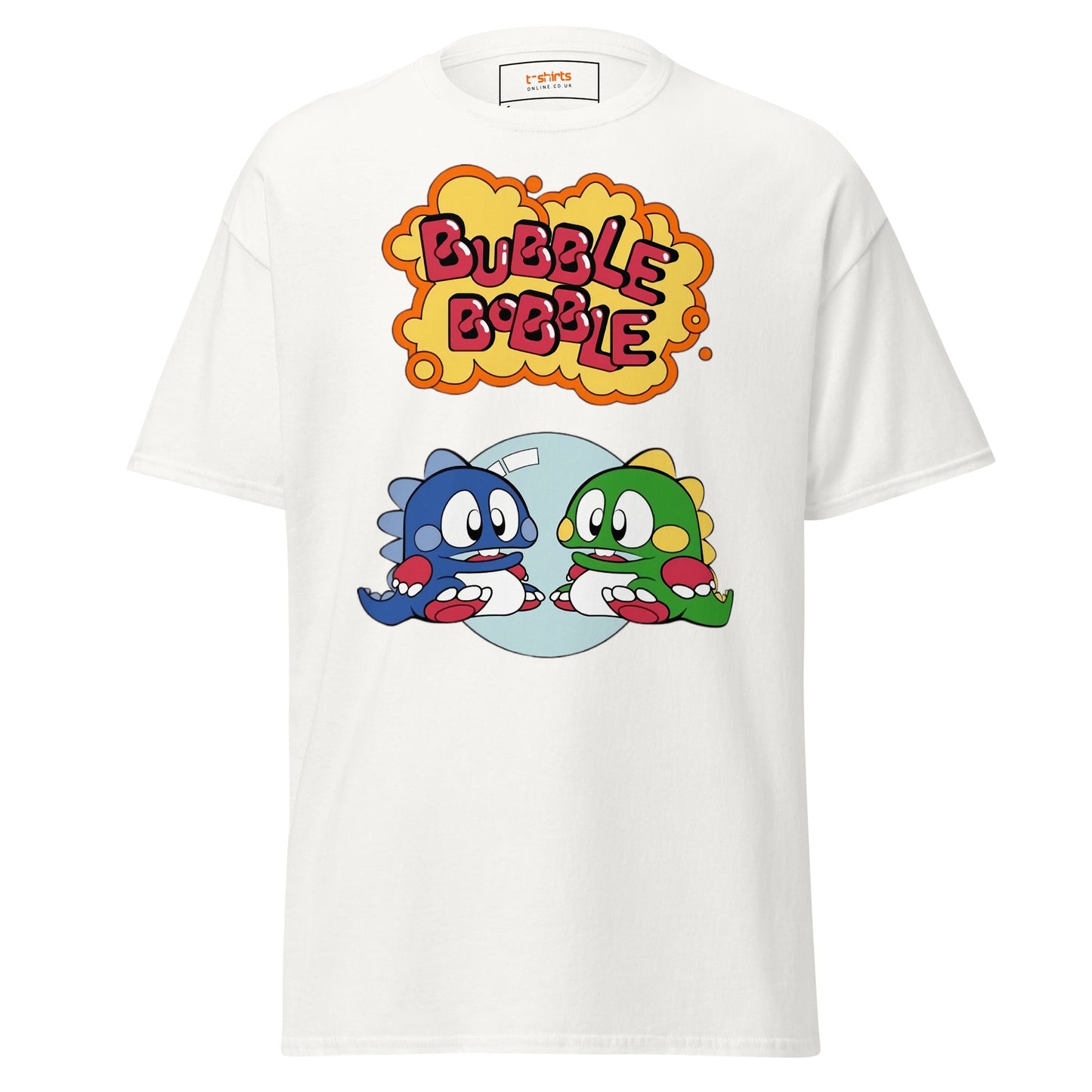 Bubble Bobble Retro Gaming T-Shirt | Dino T-Shirt - White - T-Shirts Online
