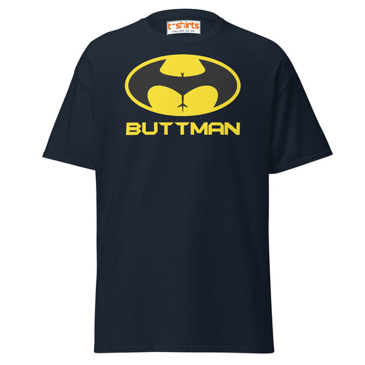 Buttman T-Shirt – Funny Parody Adult Humor Tee - Navy - T-Shirts Online