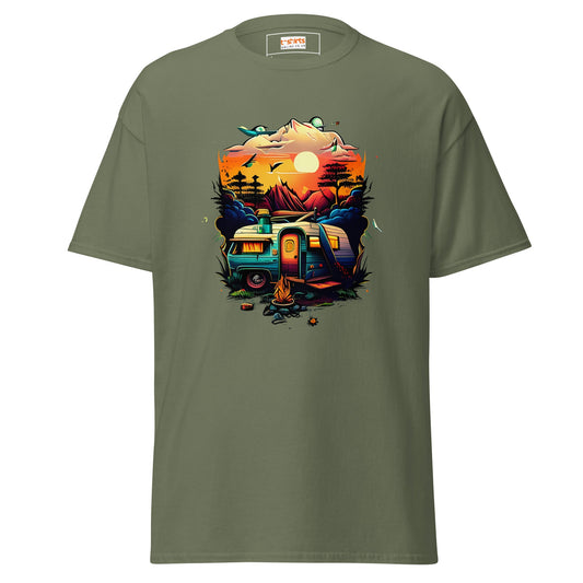 CamperVan | Summer Camping T-Shirt - Military Green - T-Shirts Online