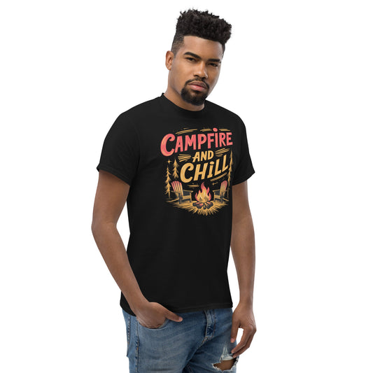 Campfire and Chill | Camping T-Shirt - Black - T-Shirts Online