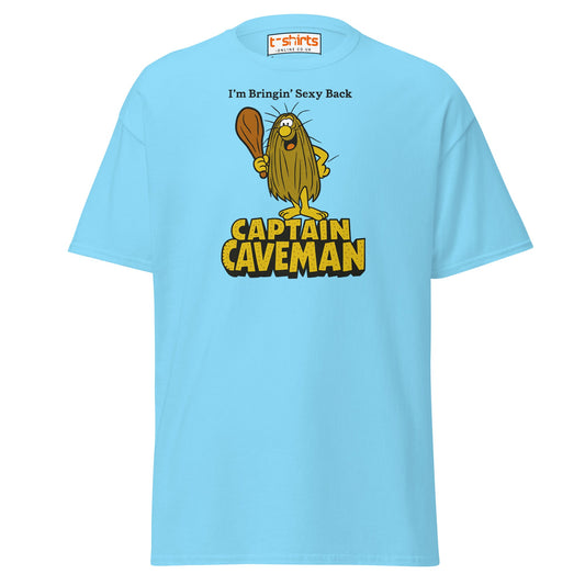 Captain Caveman Retro Cartoon T-Shirt - Sky - T-Shirts Online