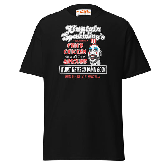Captain Spaulding Fried Chicken & Gasoline Tee - Black - T-Shirts Online