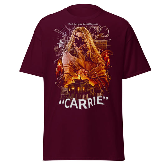 Carrie Movie Poster Vintage Horror T-Shirt - Maroon - T-Shirts Online