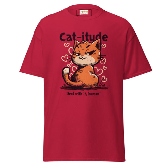 Cat - itude T-Shirt | Feline Women's Tee - Cardinal - T-Shirts Online