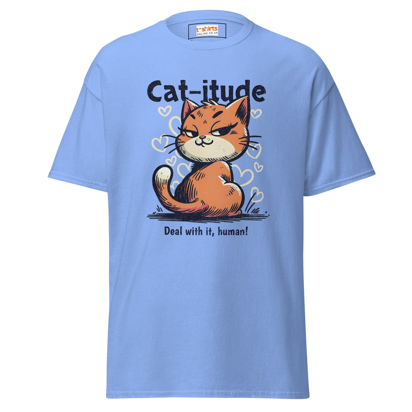Cat - itude T-Shirt | Feline Women's Tee - Carolina Blue - T-Shirts Online