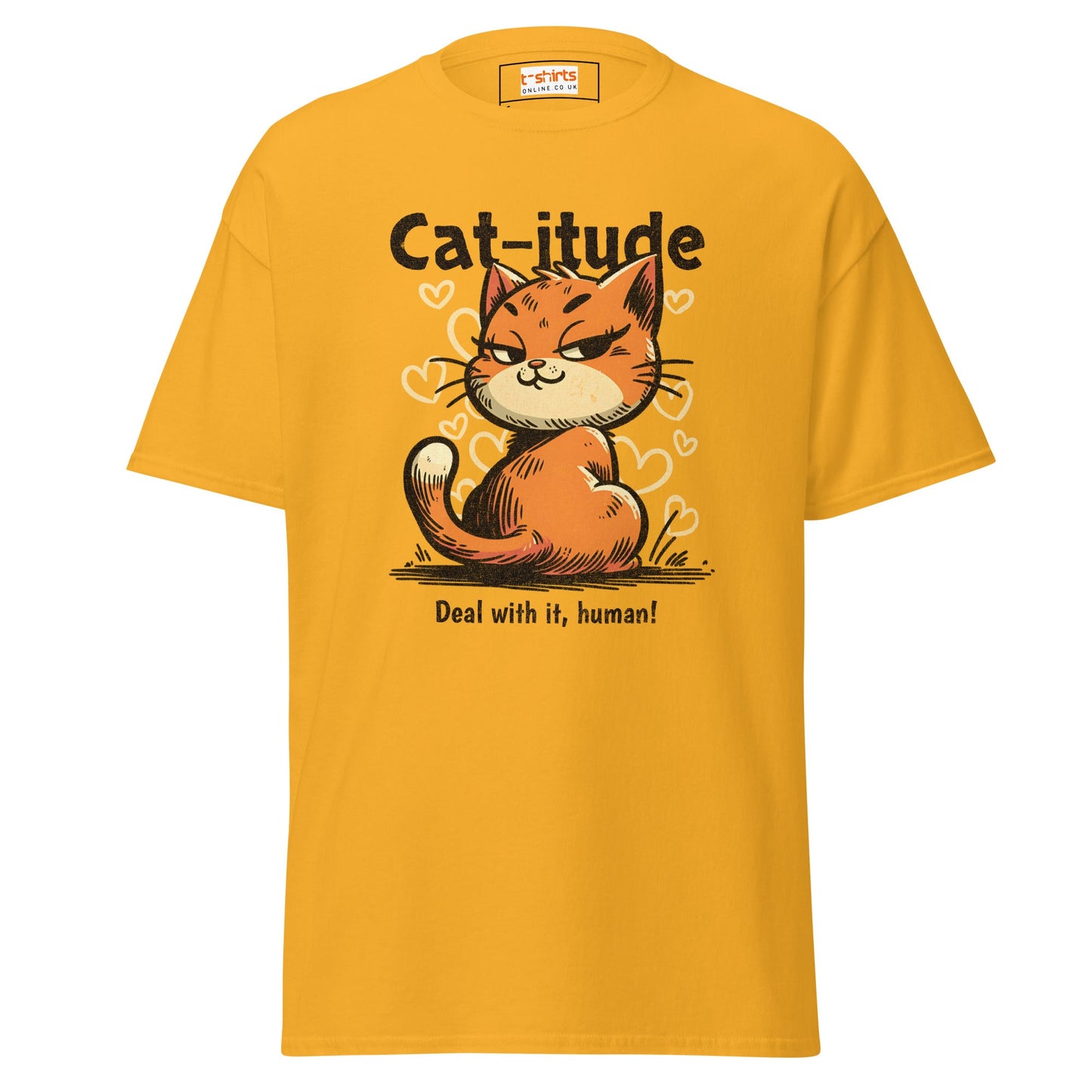 Cat - itude T-Shirt | Feline Women's Tee - Gold - T-Shirts Online