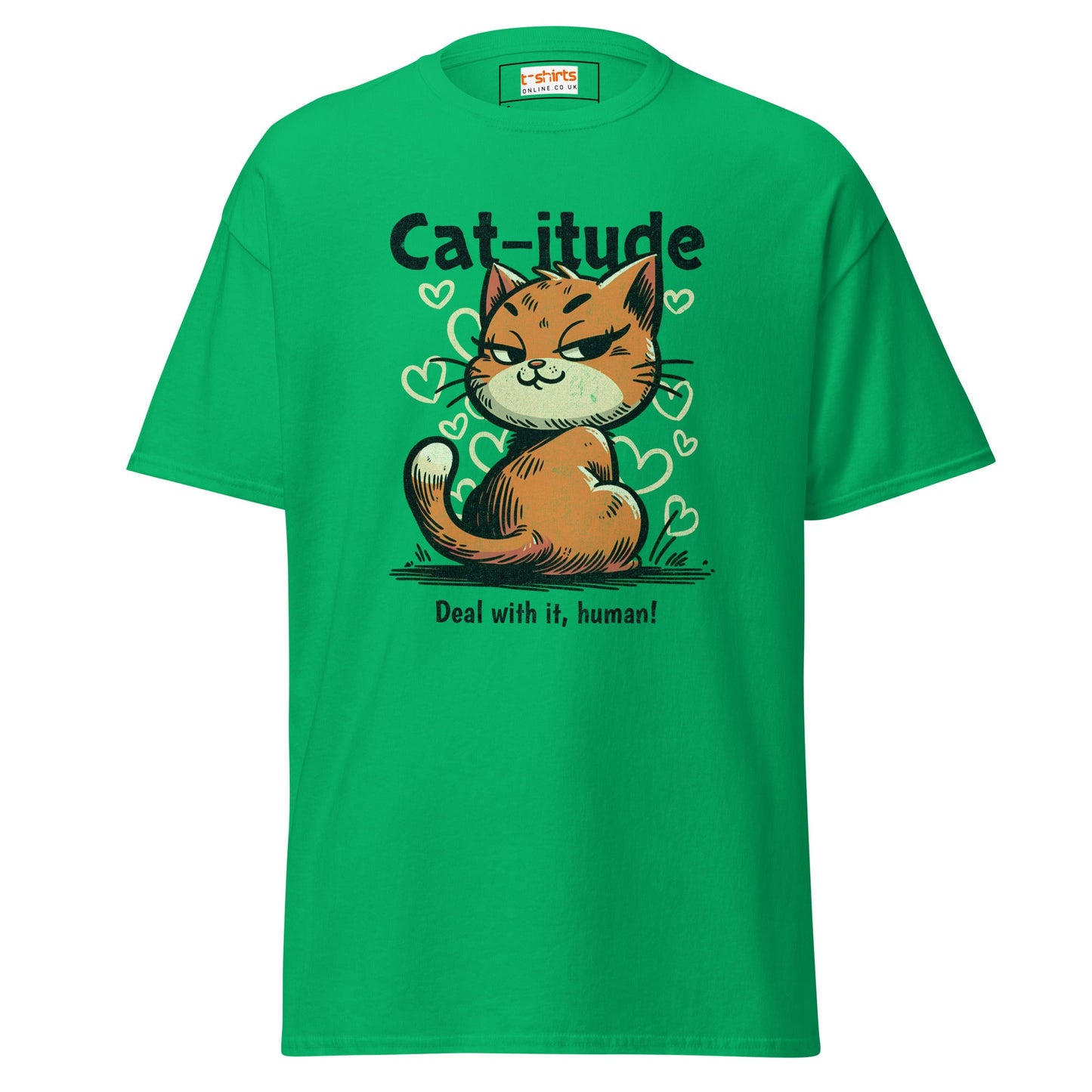 Cat - itude T-Shirt | Feline Women's Tee - Irish Green - T-Shirts Online