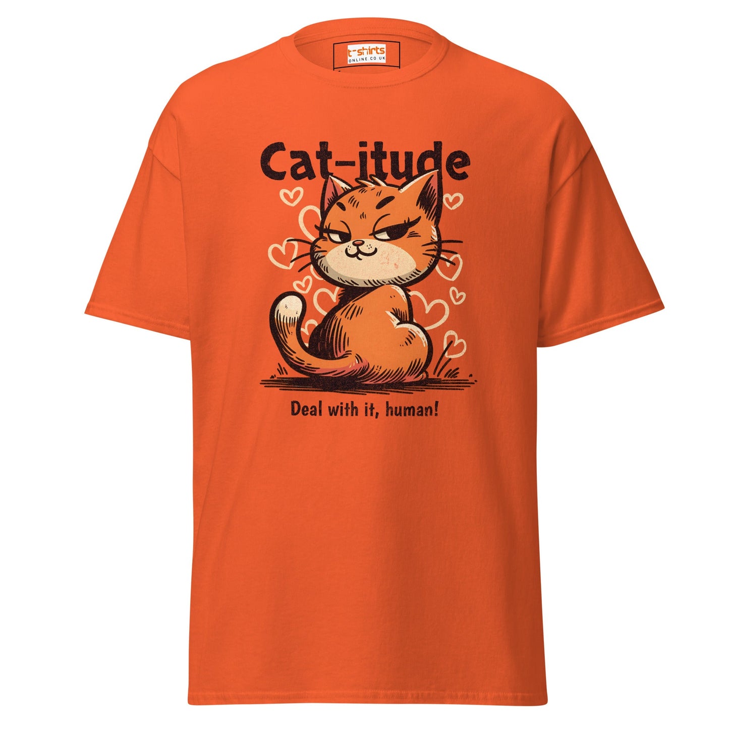 Cat - itude T-Shirt | Feline Women's Tee - Orange - T-Shirts Online
